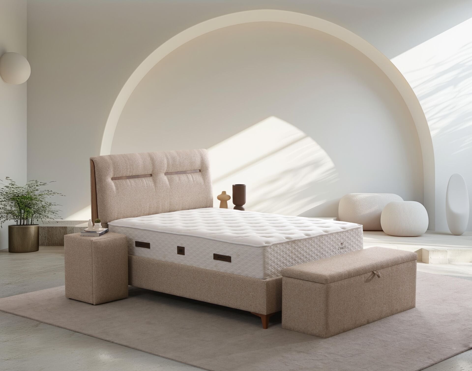 Zinde Camel Yatak Baza Başlık Seti