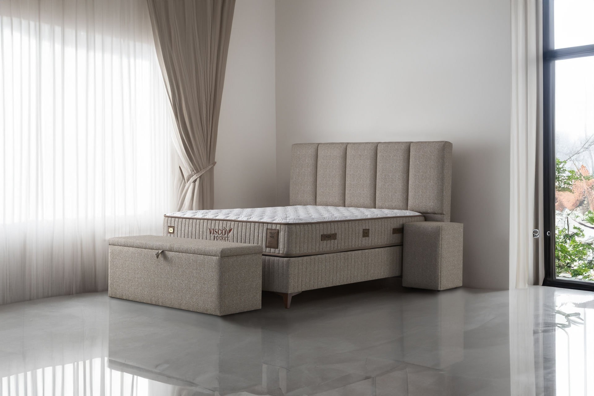 Zinde Visco Pocket Yatak Baza Başlık Seti